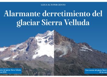 Alarmante derretimiento del glaciar Sierra Velluda